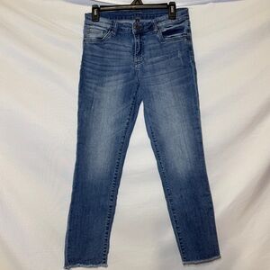Kut from the Kloth Crop Straight Leg Denim Blue Jeans Size 4‎ Raw Hem Cropped